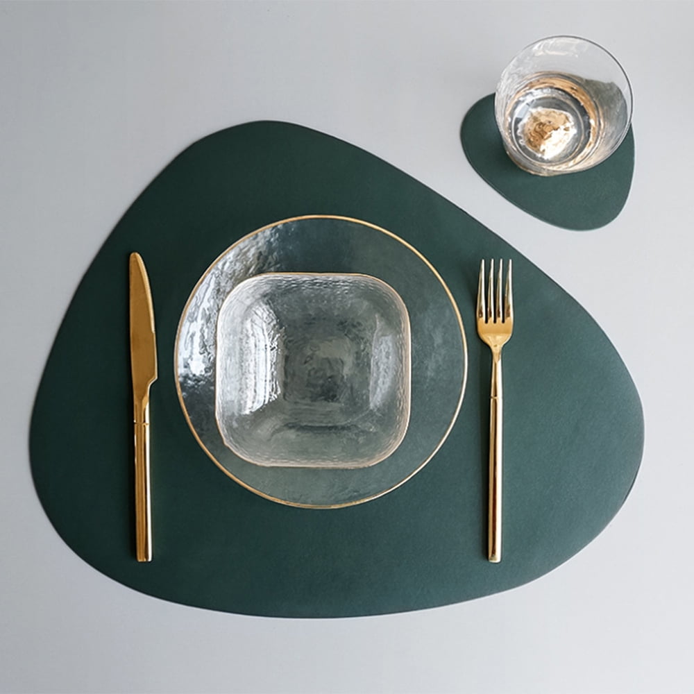 Set of 2//4//6//8 Table Placemats Tableware Pads Oil-proof Leather Meal Mat Kitchen