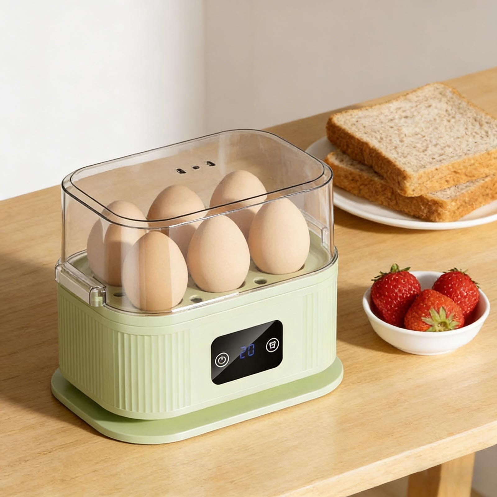 Rapid Egg Cooker Electric 6 Eggs Capacity, Soft, Medium, Hard Boiled, Poacher, Omelet Maker Egg Poacher With Auto Shut-Off, BPA Free,Green