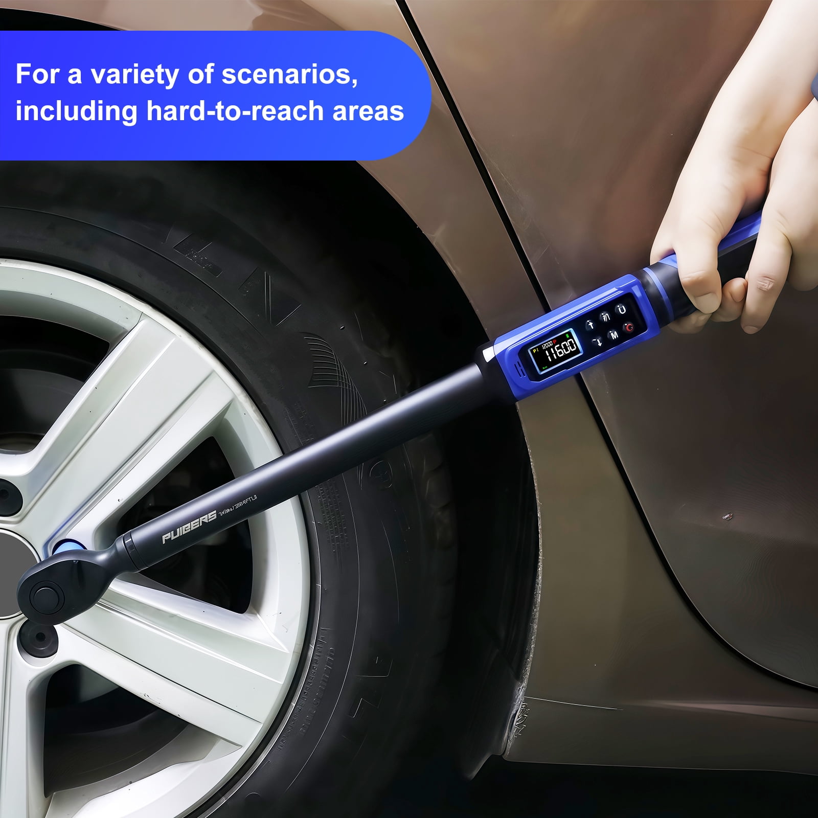 PUIBERS Digital Torque Wrench 1/2 Inch Drive 4-250FT.LB (5-340Nm) ±2% High Accuracy,5 Units lb-ft/lb-in/Nm/kg-cm/kg-m,LCD with Buzzer & LED Alerts