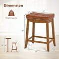 thumbnail image 3 of Costway Saddle Bar Stools Set of 4 with PU Leather Seat Solid Rubber Wood Frame Footrest, 3 of 8