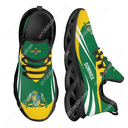 

Dominica Flag Designer Sneaker For Women Flag Print Comfortable Platform Sports Shoes White Sole Knitted Blade Shoes