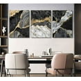 thumbnail image 3 of 3Pcs Black And Gold Wall Art Gold Foil Abstract Posters Pictures Marble Fluid Paintings Nordic Watercolor Gray White Ink Lines Canvas Prints for Modern Living Room Office Home Wall Decor Framed, 3 of 6