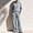 Light Blue, variant on Morttic Women's Loose Fashion Two-Piece Set Half-Button Long Sleeve Top & Elastic Waist Wide-Leg Pants with Pockets Black,L