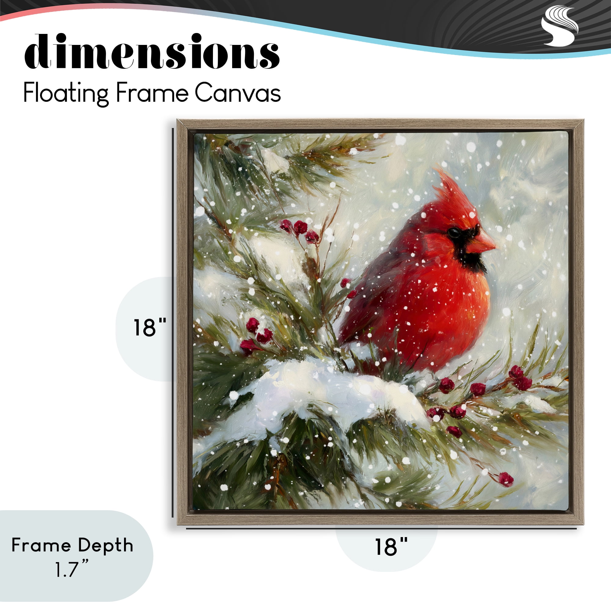 Stupell Industries Winter's Red Jewel Brown Framed Floater Canvas Wall Art, design by Tina LeCour