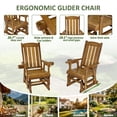thumbnail image 3 of Fortune Candy 37.6 in. Wood Patio Glider with Deep Contoured Seat, Heavy Duty 600 lbs, for Outdoor Patio Garden, Teak Tone, set of 2, 3 of 5