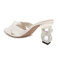 thumbnail image 4 of XYD Women Classic Bowknot Crossed Strap Mules Chain Heel Backless Open Toe Slides Sandals Casual Dressy Shoes Size 9 White, 4 of 4