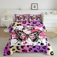 thumbnail image 2 of Manfei Chic Moth Butterfly Full Comforter Set,Purple Leopard,Pink Splatter,3-Piece Ultra Soft, 2 of 8