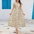 thumbnail image 2 of Levmjia Casual Dresses For Women Summer V Neck Floral Loose Fit Short Sleeve Cotton Comfortable Beach Vacation Work Office Multi Colors Available, 2 of 9