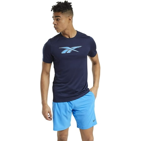 Reebok Mens Workout Ready Graphic T-Shirt Vector Navy/Horizon Blue Large