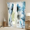 thumbnail image 3 of Flower Curtains Daisy Floral Curtains & Drapes for Women, Blue Gradient 30%-50% Blackout Curtains Vintage Ombre Bedroom Curtains, Oil Painting Aesthetic Window Treatments Room Decorative, 3 of 5