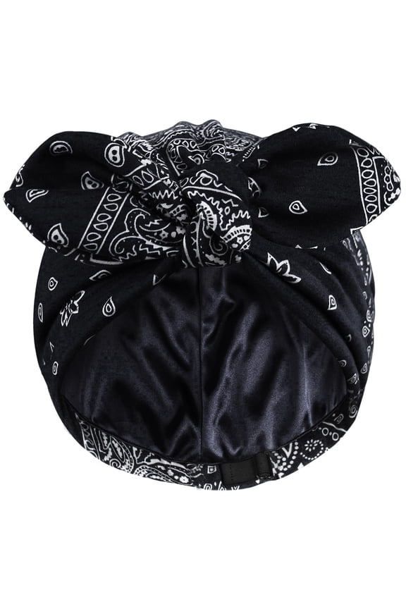 Satin Lined Beanies for Women Chemo Headwear Silky Lined Cotton Sleeping Cap(Black)