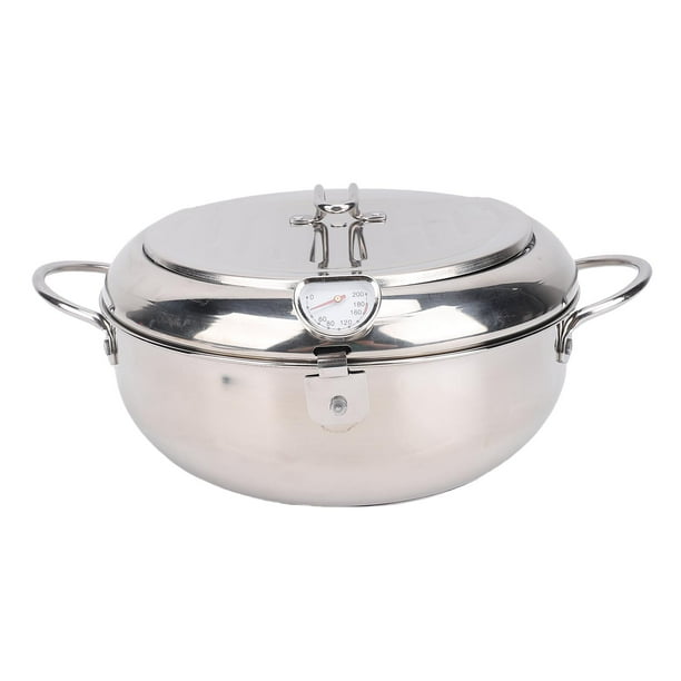Olla Para Freír De Acero Inoxidable 201, Doble Oreja, 3,2 L, Con Escurridor De Aceite, Termómetro Para Tempura