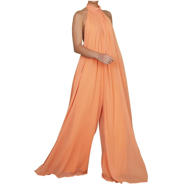 Mujeres sin mangas sólido cuello halter mono casual pantalones sueltos Fridja alkflakhf37591
