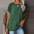 thumbnail image 6 of Jewelreauty Womens Short Sleeve Shirt Round Neck Raglan Sleeve Patchwork T-Shirts Casual Lightweight Cozy Tee (L, Green), 6 of 7