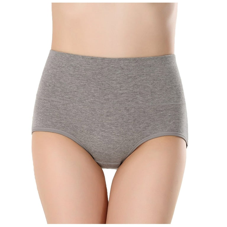 HUPOM Cotton Underwear For Women Womens Silk Underwear High waist Elastic  Waist Solid Briefs Gray L 
