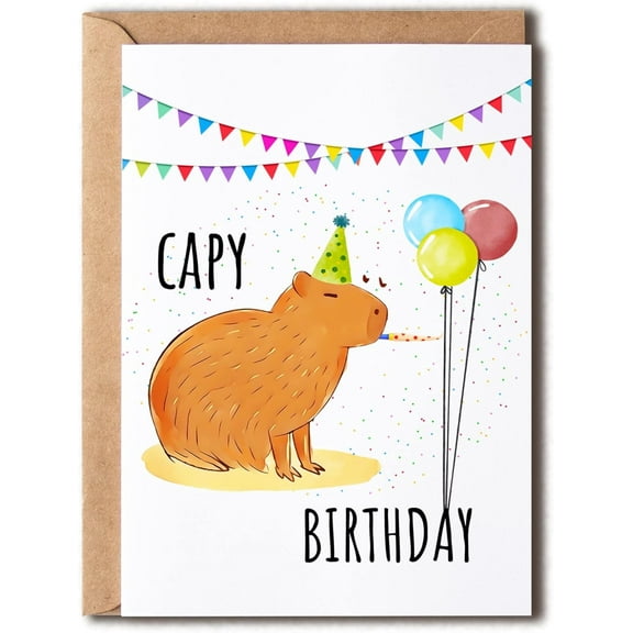 LZLINGMEI Greeting Card - Funny Capy Birthday Card - Capybara Themed Card for Friends