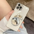 thumbnail image 3 of Compatible with iPhone Case,Glitter Diamond Mirror Makeup Bling Flower Floral Electroplated Bumper Camera Lens Protection Soft Shockproof Cover Phone Case (White,iPhone X/Xs), 3 of 5