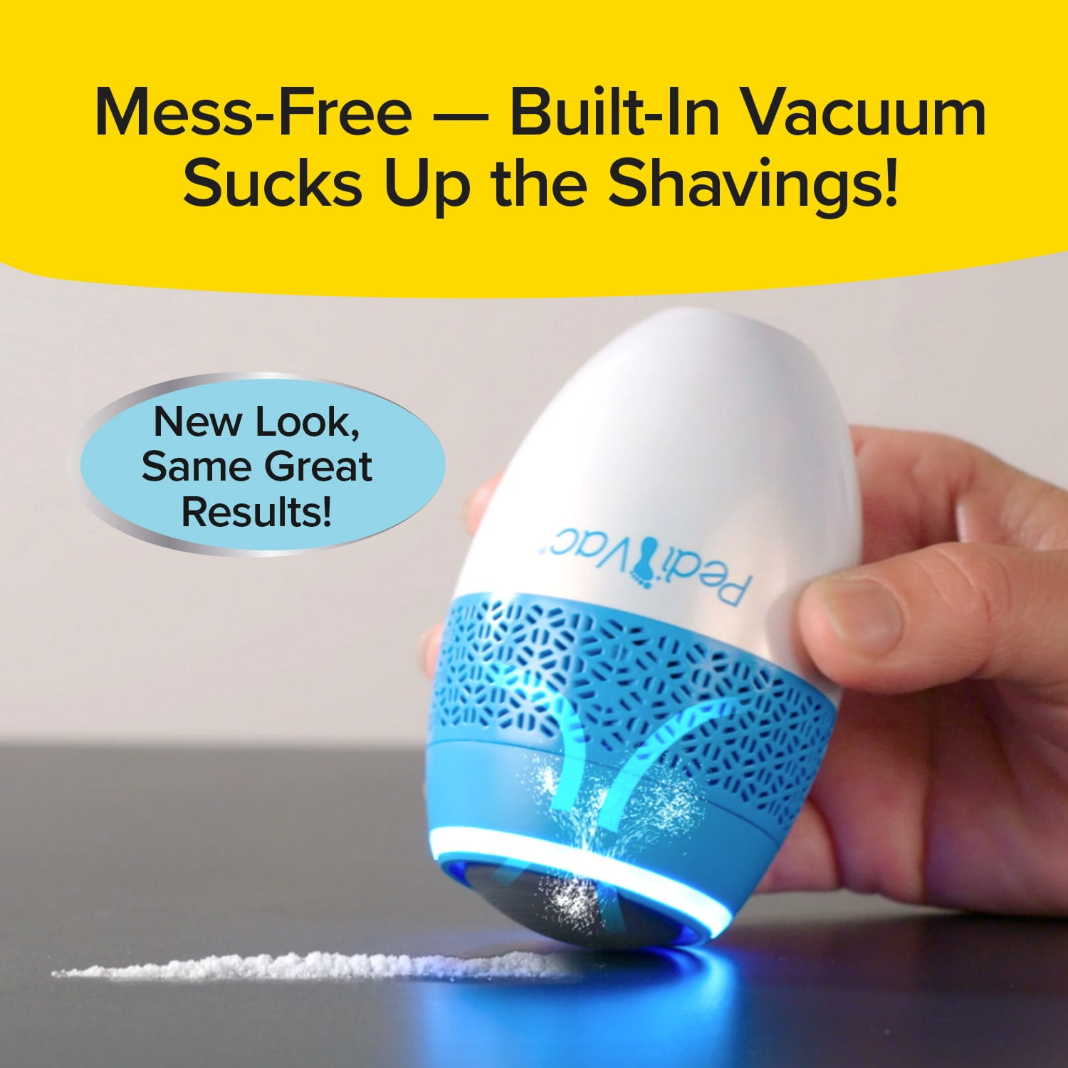 Ped Egg Pedi Vac - Callus Remover for Feet with Built-in Vacuum Removes Dead Skin from Feet with 2000 RPMs - Electric Callus Remover Sucks Up Shavings for Mess-Free Exfoliation