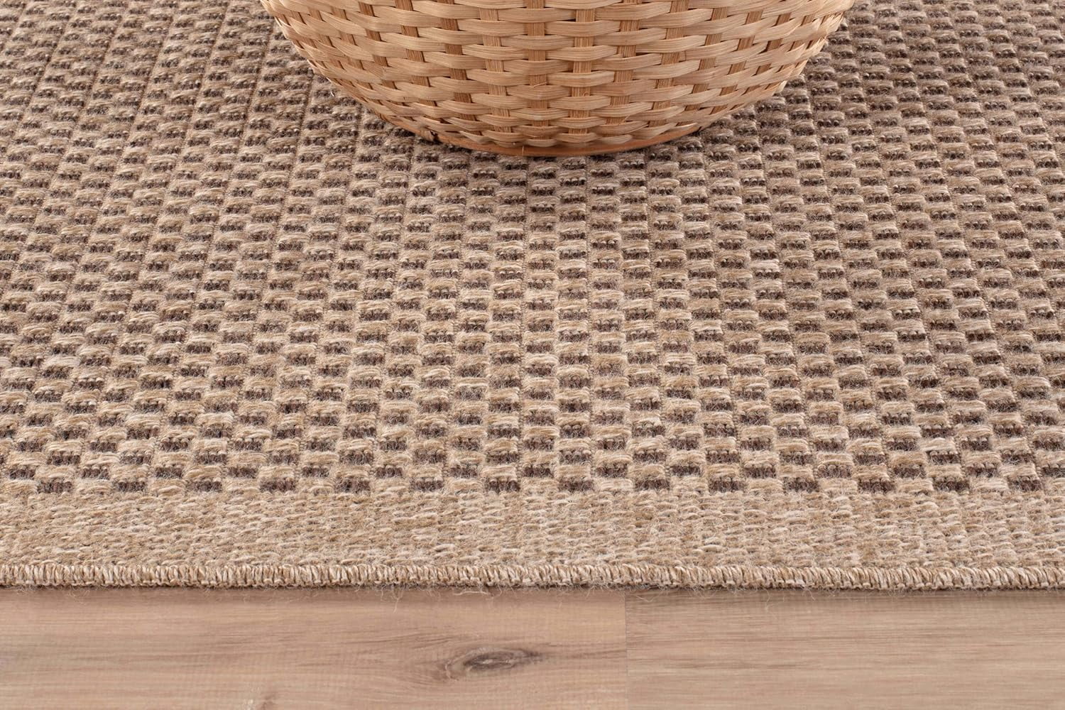 CAMILSON Easy Jute Rug Indoor Outdoor Farmhouse Area Rugs Checkered-Natural 6x9