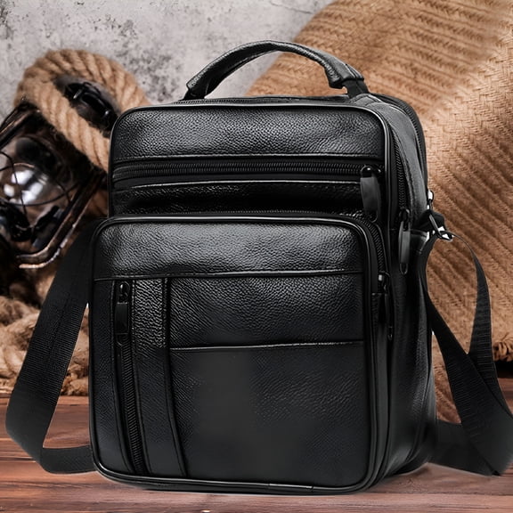 AOMRCOL Men'S Genuine Leather Handbag Shoulder Bag Fashion Cross Body Messenger Business Mens Shoulder Bags Crossbody
