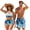 Blue Palm Tree Sky, variant on Couples Matching Swimsuits American Stars Print High Waist Bikini Sets for Women Tie Knot Swimwear&Mens Drawstring Beach Shorts Plus Size Husband and Wife Matched Clothes