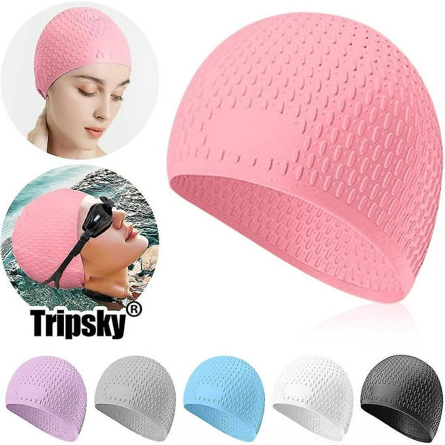 Swim Caps For Women, Long Hair Waterproof Silicone Swimming Caps Durable Elastic Non-slip Bathing Caps Swim Cap