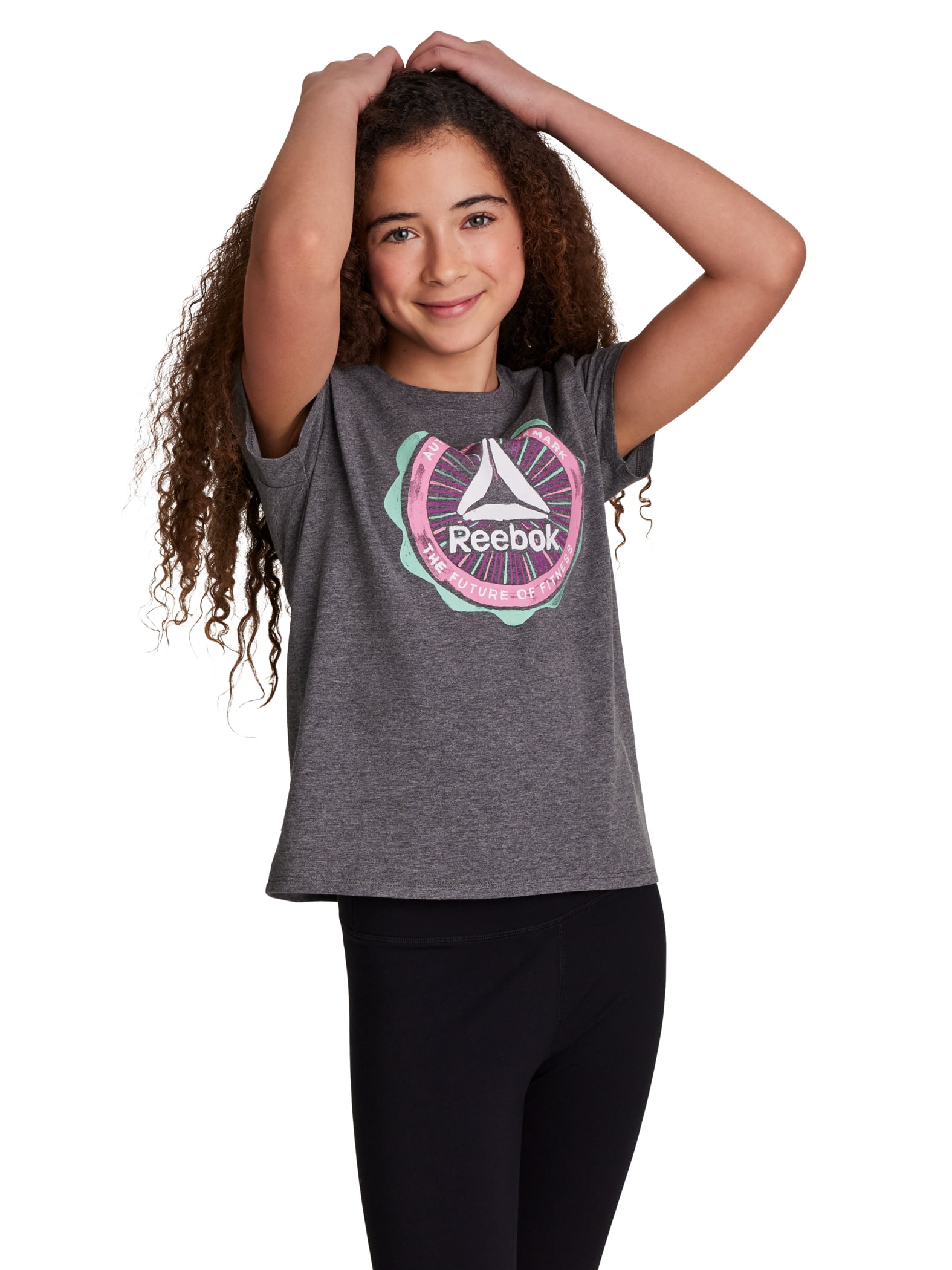 Reebok Girl’s Printed Short Sleeve Graphic T-Shirt, Sizes 4-18
