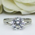 thumbnail image 2 of HeartsAndYou 4ct Round Cut Moissanite Split Shank Solitaire with Accent Ring 18k White Gold over Silver, 2 of 9