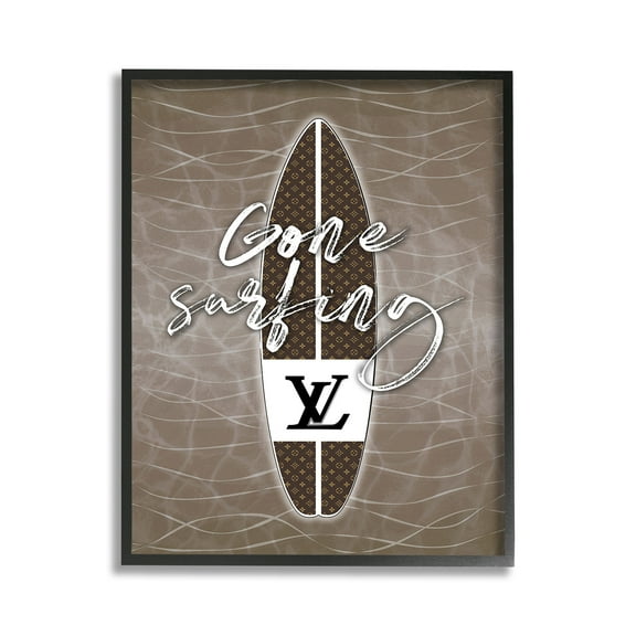 Stupell Industries Gone Surfing Glam Phrase Beauty & Fashion Painting Black Framed Art Print Wall Art, 11 x 14
