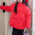 thumbnail image 5 of Kids Winter Clothes Kids Fall Winter Solid Hooded Thick Quilted Bread Jacket, Boys Girls Warm Casual Daily Outer Coat,Red, 5 of 6