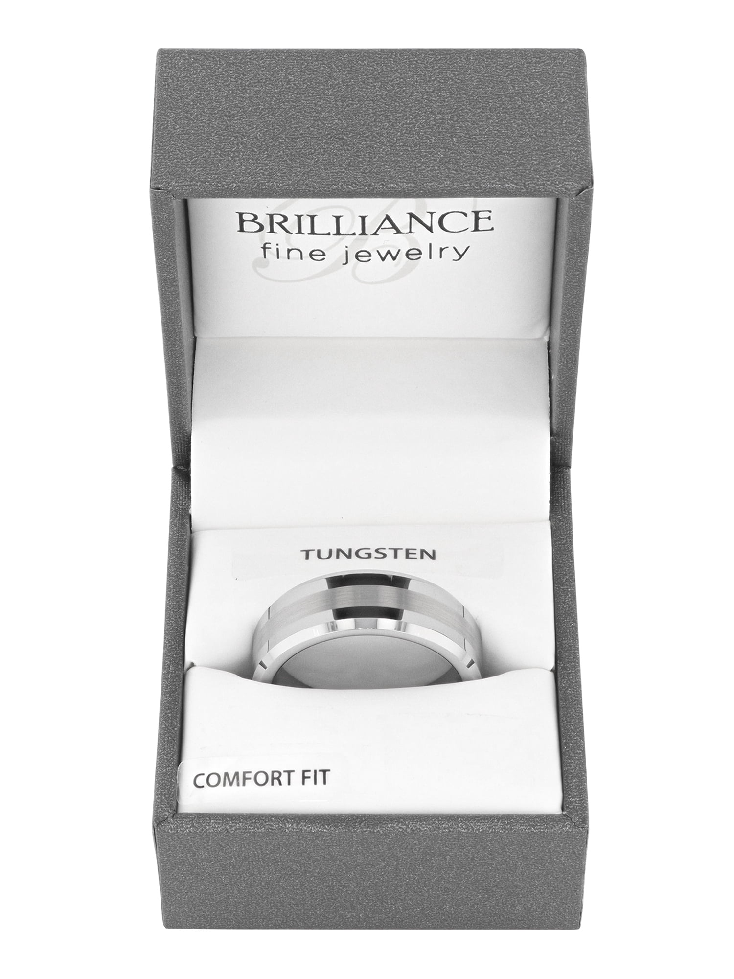 Men's Beveled and Satin Center Ring in Tungsten by Brilliance Fine Jewelry - Wedding Band