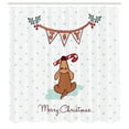 thumbnail image 3 of Ambesonne Christmas Shower Curtain, Dog with Xmas Candy Cane, 69"Wx84"L, Pale Turquoise and Ginger, 3 of 5