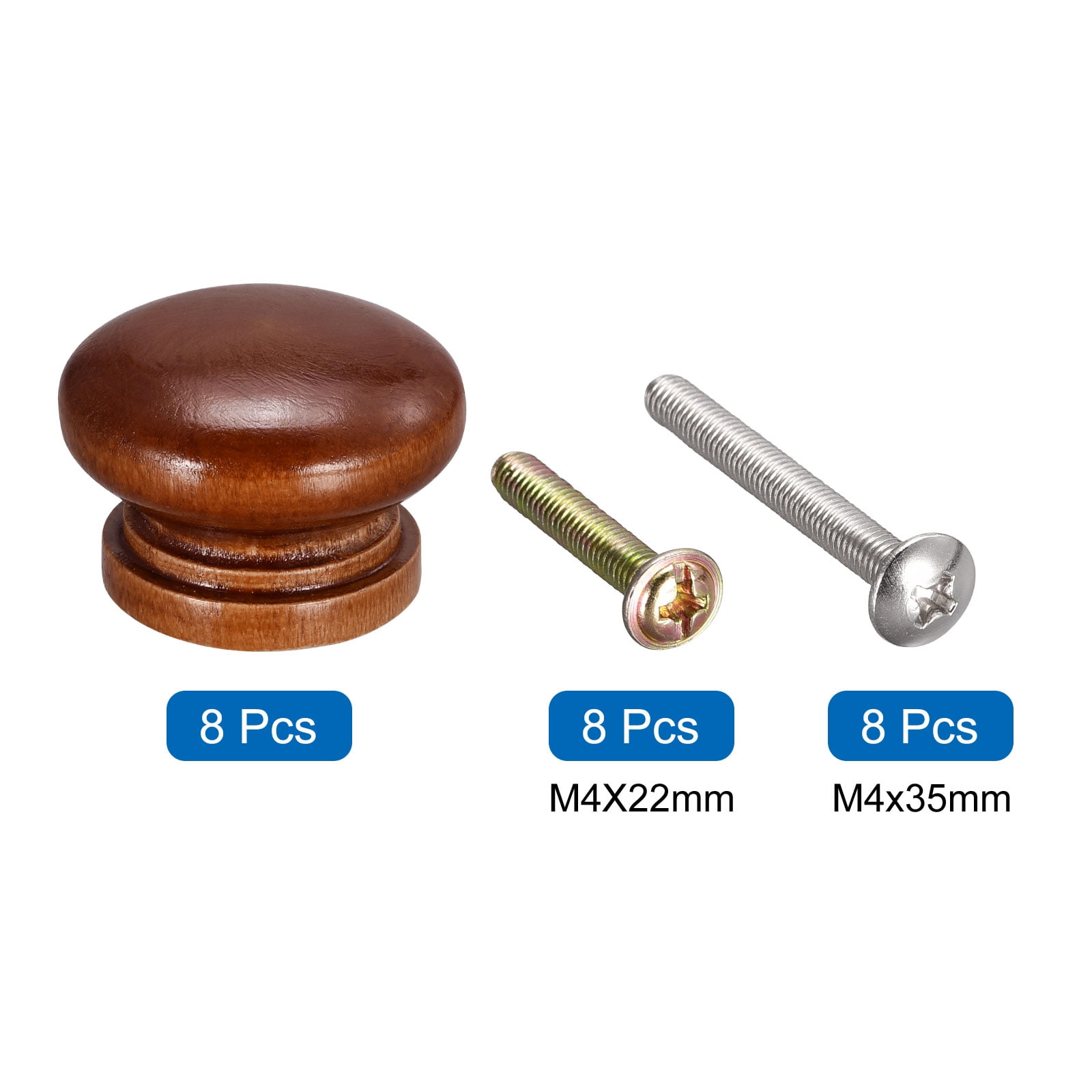 Unique Bargains Round Wood Knob Pull Handles for Drawer Screws Red Brown