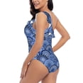 thumbnail image 6 of Daiia Blue Mandala Harmony Women's One Piece Swimsuits Personalized One Shoulder Swimwear Asymmetric Ruffle Bathing Suits-Medium, 6 of 8