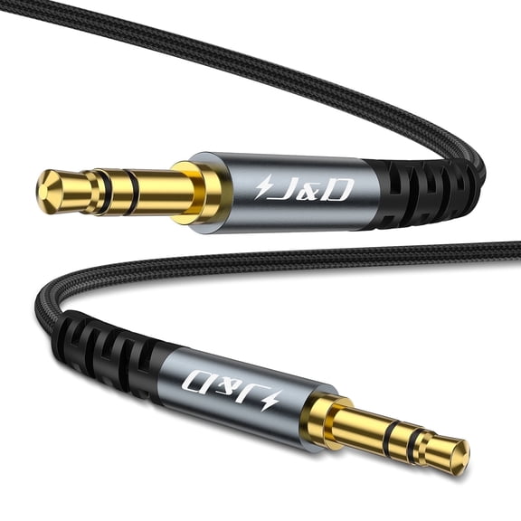 J&D 3.5mm AUX Audio Cable 6.6ft Nylon Braided Gold-Plated Connectors Laptop PC