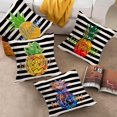 thumbnail image 3 of Vintage&nbsp;Pineapple Home Décor Spring Summer Decorative Pillow Covers Cotton Linen 18x18 Inch Welcome Quote Pillow Case Black White Stripe Background Cushion Cover Set of 4 (Pineapple 4PC), 3 of 6