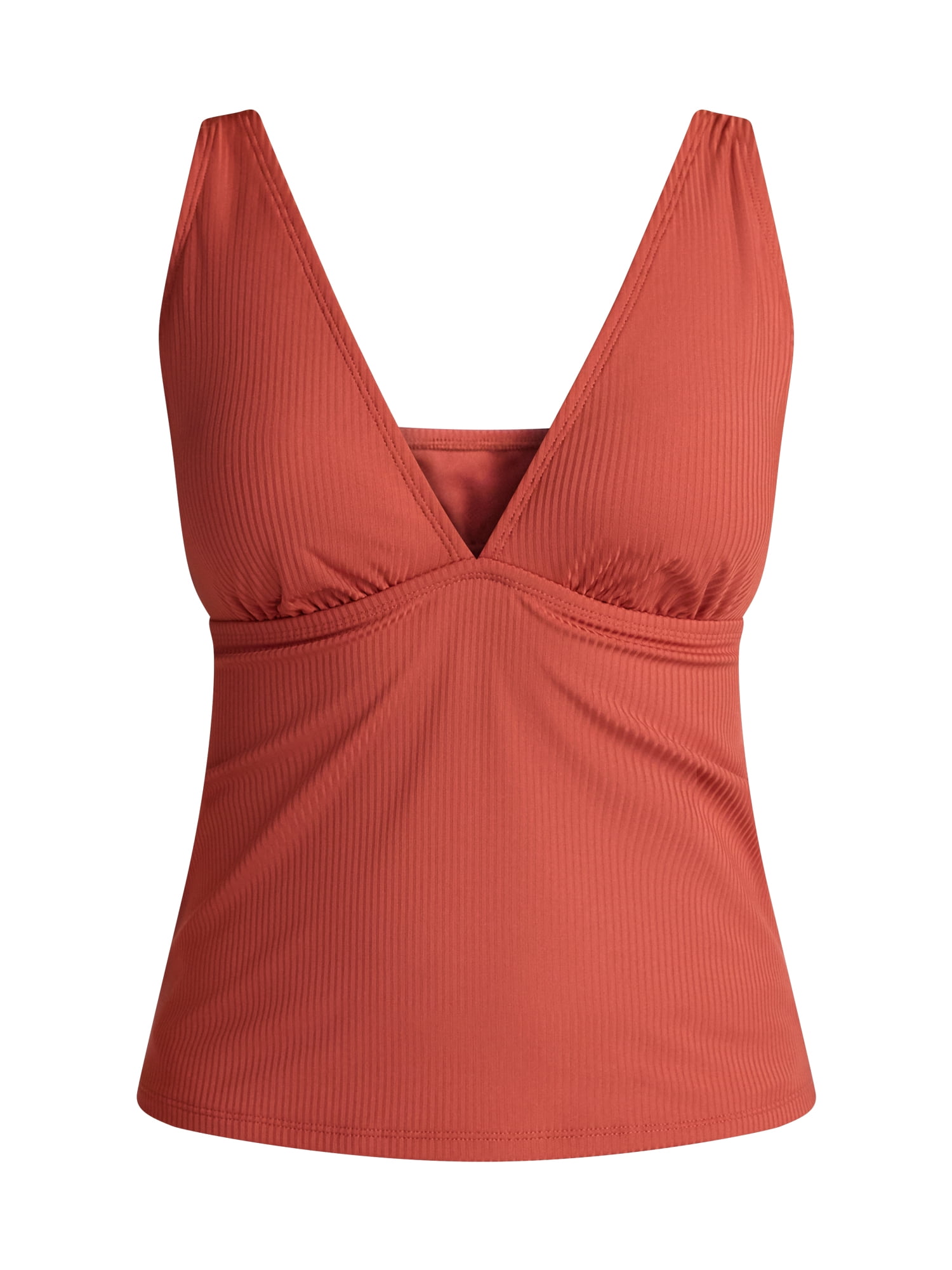 Time and Tru Women's and Women’s Plus V Neck Tankini Top, Sizes XS-2X