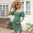 thumbnail image 2 of Womens Maternity Dress Short Sleeve Dress Square Neck/off Shoulder Summer Midi Dress, 2 of 4