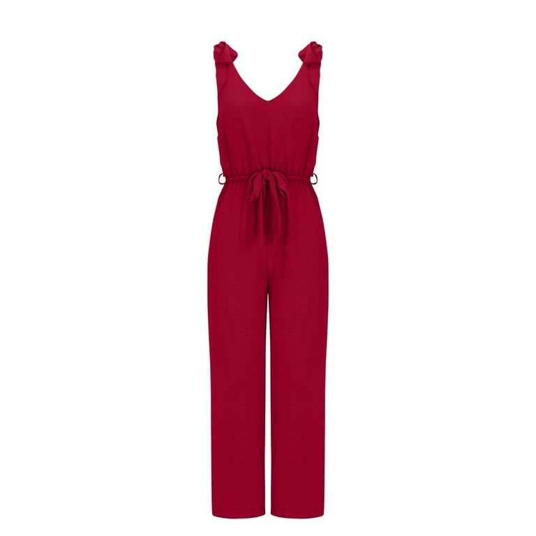 Summer Savings, Ladies Casual Wide Leg Jumpsuit, Solid Color