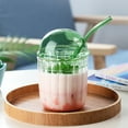 thumbnail image 5 of 15oz Glass Milkshake Cup with Glass Dome Lid & Straw | Reusable Wide Mouth Iced Coffee Cup | High Borosilicate Glass | Home Office Bar Use | Includes 1 Cup & 1 Straw, 5 of 5