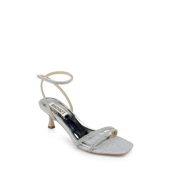Badgley Mischka Women's Ultra Kitten Heel Sandal Heeled, Silver, 6