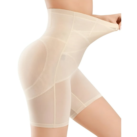 TELOLY Body Shaper Tummy Control Shapewear for Women High Waisted Body Shaper Shorts Butt Lifting Panties Thigh Slimmer Shapewear Girdle Beige   L