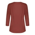 thumbnail image 5 of Teissuly Women's Fashion Casual Solid T-shirt 3/4 Sleeves Buttons Blouse V-Neck Casual Tops, 5 of 5