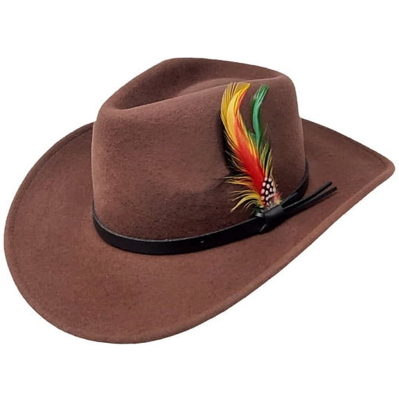 Different Touch Outback Crushable Wool Cowboy Wide Brim Male Brown Western Hats