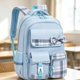 thumbnail image 5 of Plaid Bow Backpack, Multi Pocket Casual Daypack, Lightweight Travel Rucksack, Preppy Shoulder Bag, Waterproof Knapsack, Large Capacity Carryall for Daily Commute, Weekend Trip, Casual Use, 5 of 6