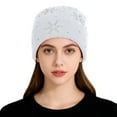 thumbnail image 2 of KANG Snowflake Encrusted Knitted Hats Autumn And Winter Warm Cold Hats Knitted Woolen Hats For And White One Size, 2 of 4
