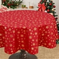 thumbnail image 5 of Sevenstars Gold Snowflake Tablecloth Christmas Tablecloth Red Round Table Cover for Dinner Party, 60", 5 of 11