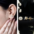 thumbnail image 4 of Rosec Jewels IGI Certified Lab Grown Diamond Stud Earrings with Screw Back - 2 Carat - E-VS1 Quality - with Jewelry Box, 14K Yellow Gold, 4 of 9