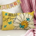 thumbnail image 4 of Hello Spring Lumbar Decorative Rectangle Pillow Cover 12 x 20, Daisy Flower Yellow Porch Patio Outdoor Pillowcase, Floral Butterfly Seasonal Sofa Couch Cushion Case Home Decor, 4 of 5
