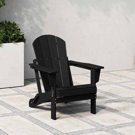 westintrends outdoor folding hdpe adirondack chair patio seat weather resistant black